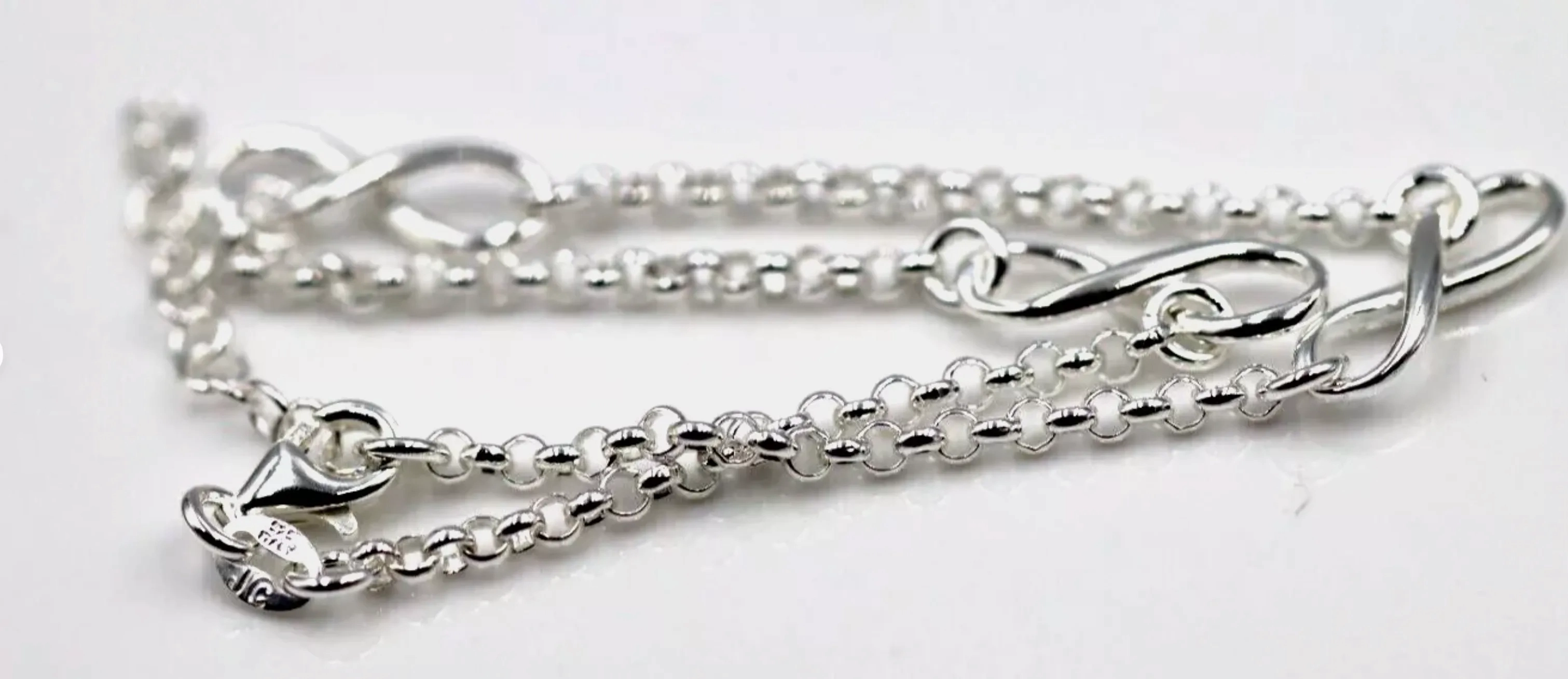 Sterling Silver 925 Infinity Belcher Anklet 23cm Chain   3cm Extender