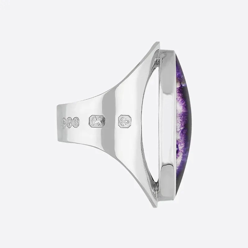 Sterling Silver Blue John Hallmark Large Oval Ring