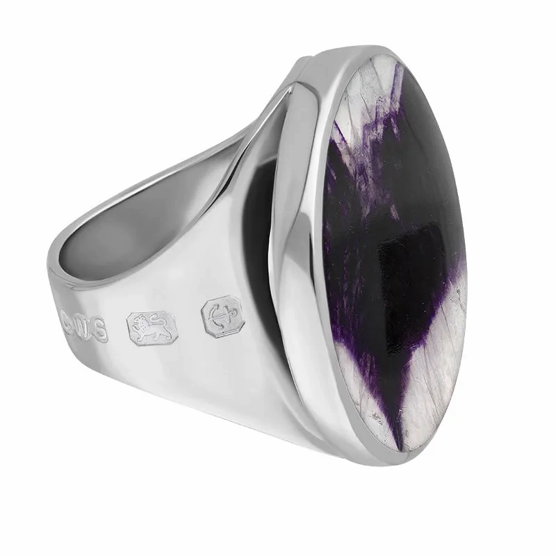 Sterling Silver Blue John Hallmark Medium Round Ring