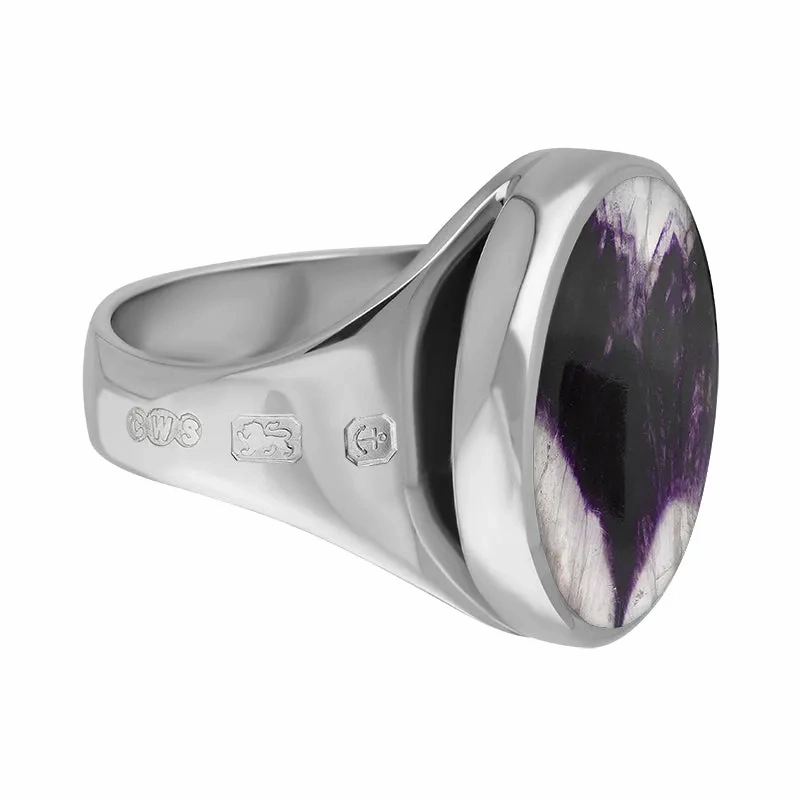 Sterling Silver Blue John Hallmark Small Round Ring