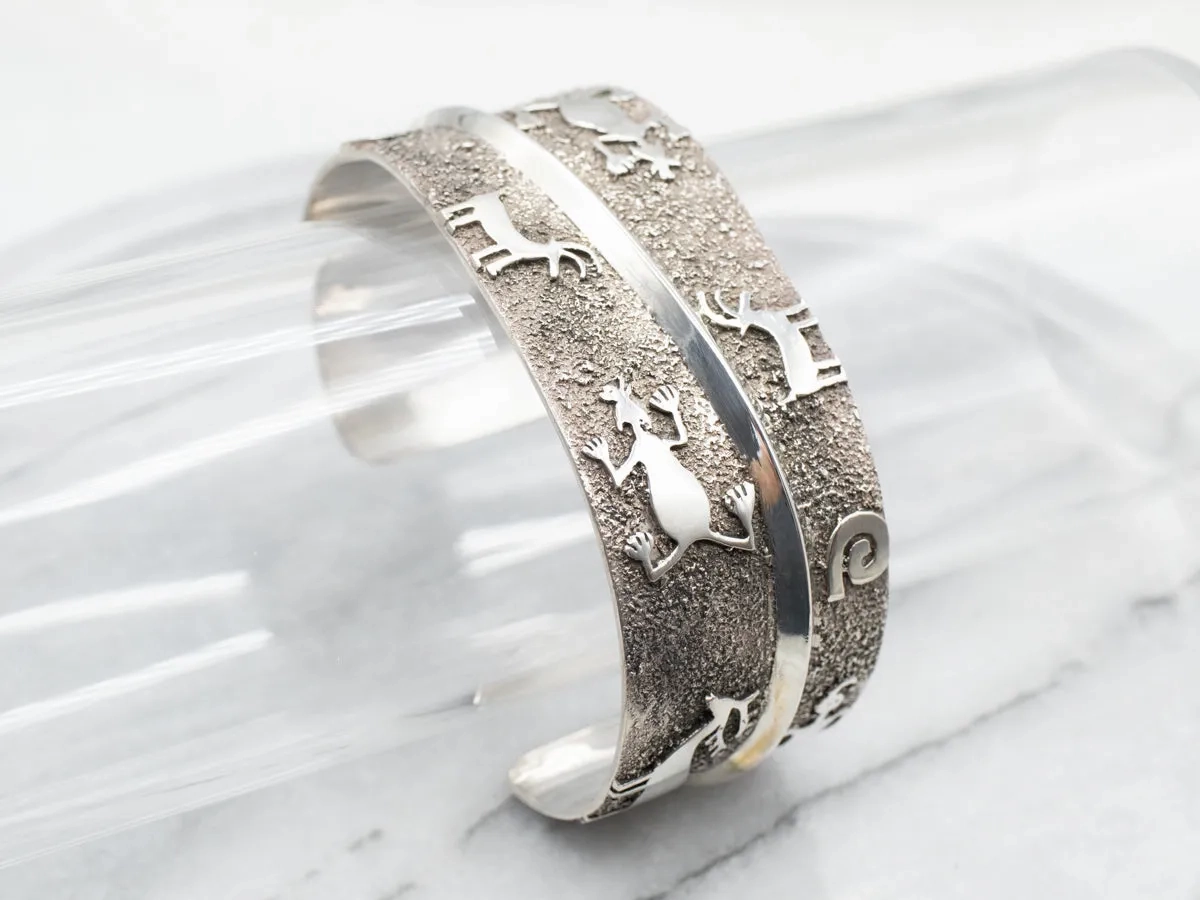 Sterling Silver Christin Wolf Native American Cuff Bracelet