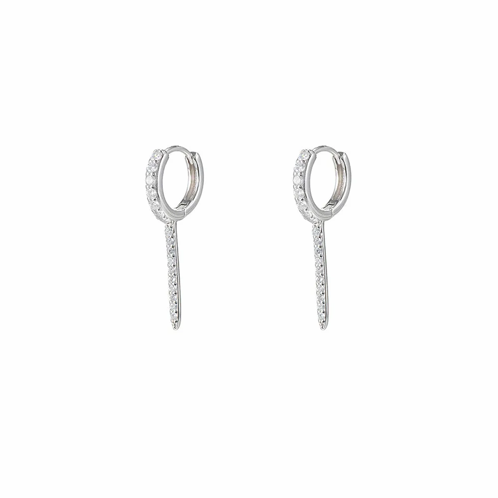 Sterling Silver CZ Thorn Huggie Earrings