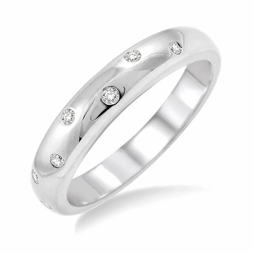 Sterling Silver Flush Set Stackable Diamond Ring