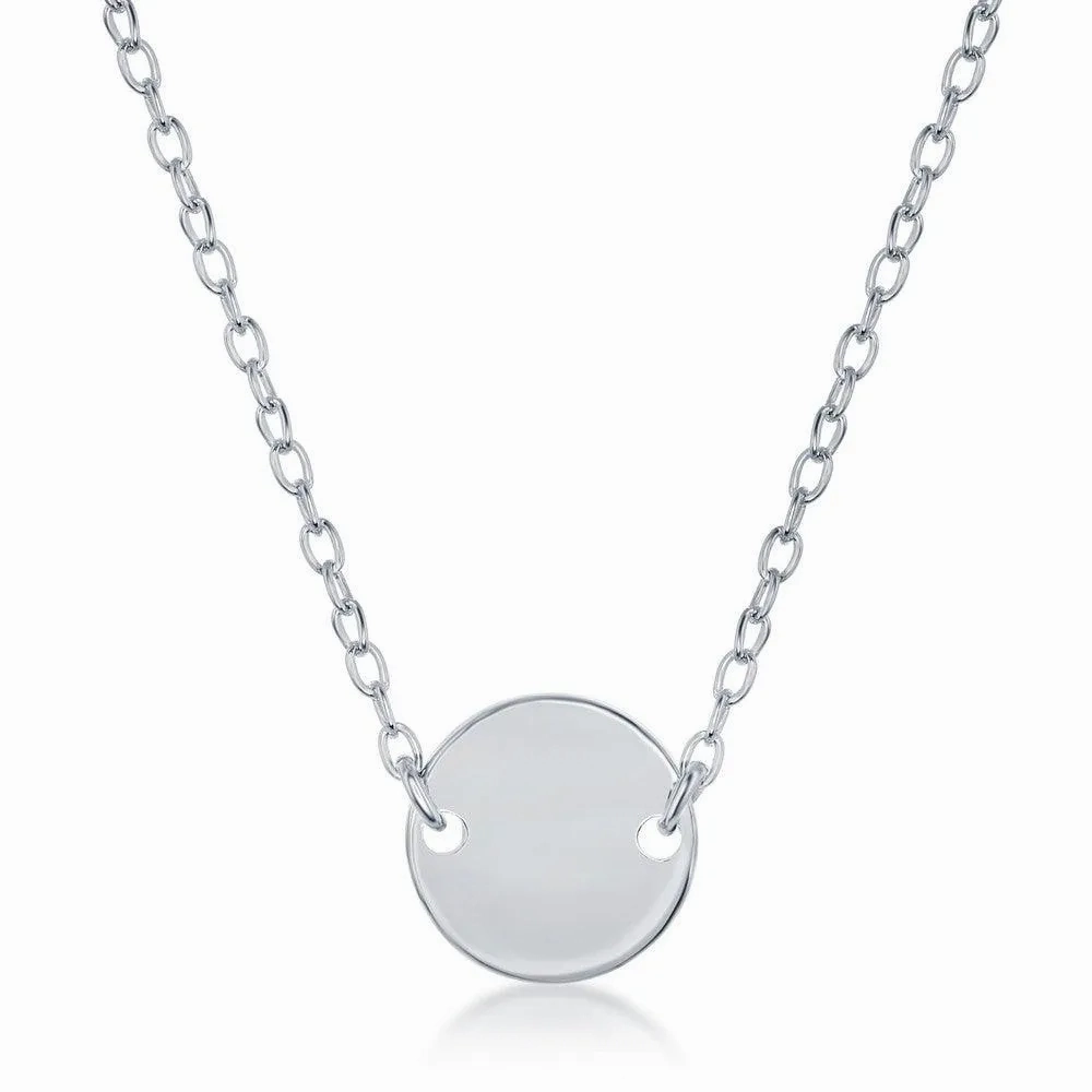Sterling Silver High Polish Flat Disc Necklace