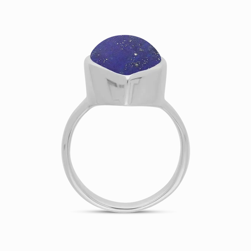Sterling Silver Lapis Lazuli Chunky Marquise Ring D