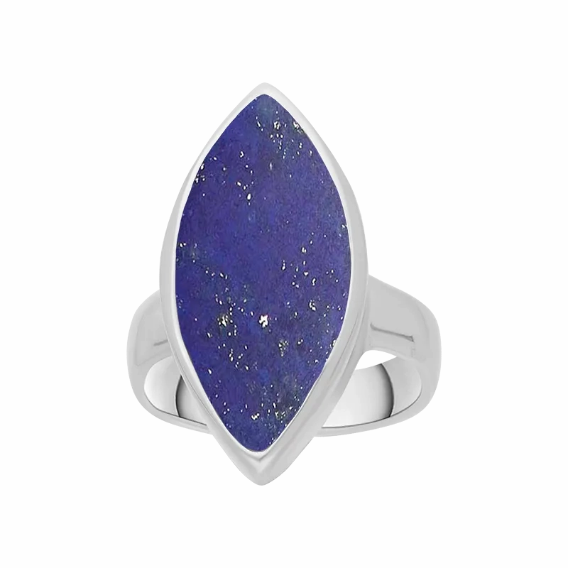 Sterling Silver Lapis Lazuli Chunky Marquise Ring D