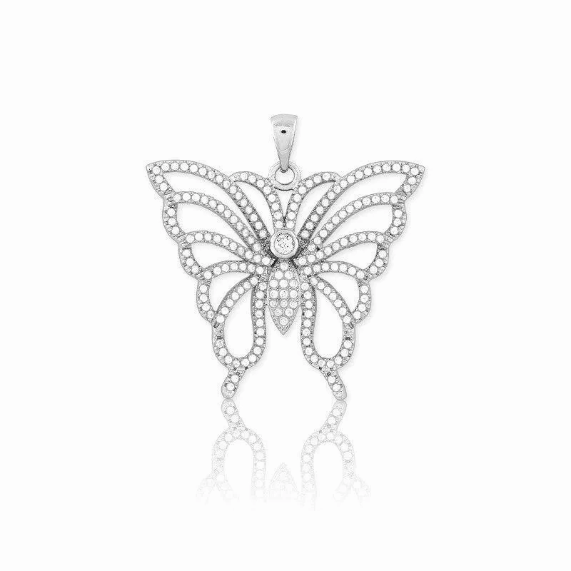 Sterling Silver Large Butterfly Pendant Chain