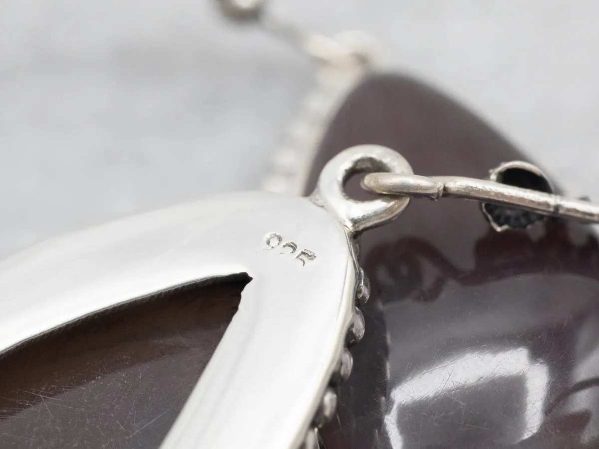 Sterling Silver Moonstone Drop Earrings with Beaded Edge