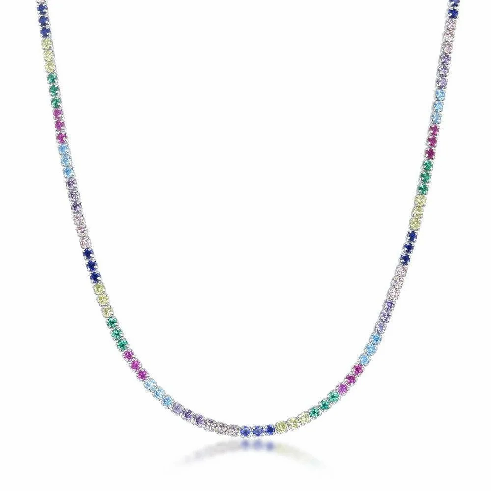 Sterling Silver Rainbow CZ Chain