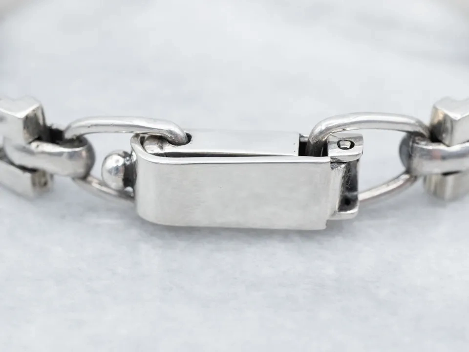 Sterling Silver Rectangle Link Bracelet