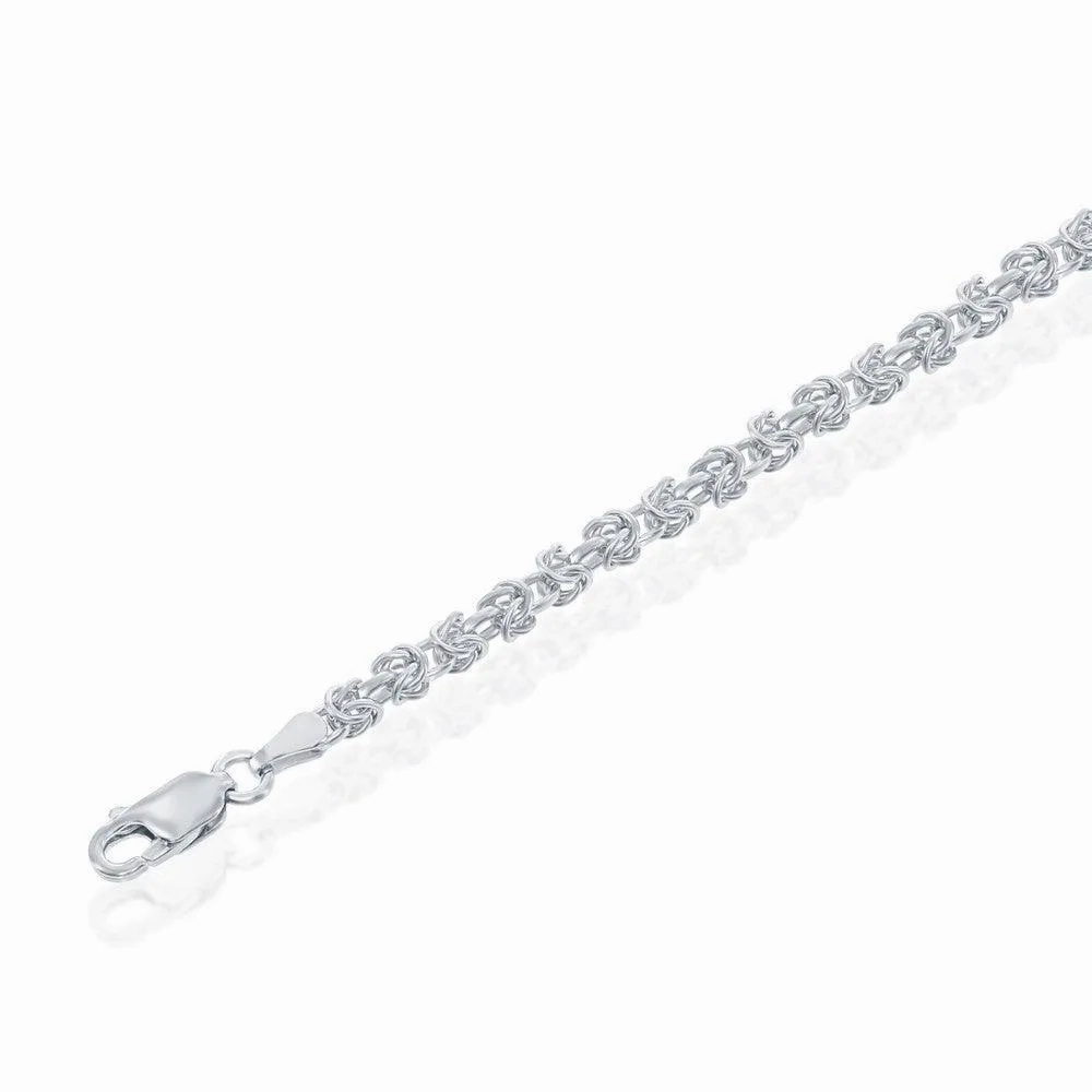 Sterling Silver Rhodium Plated 3mm Open Byzantine Chain, 24&quot;