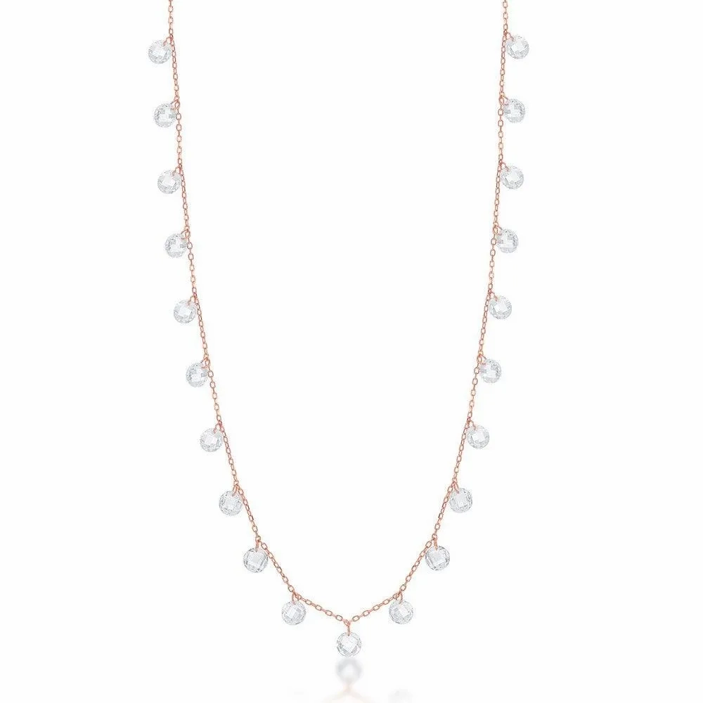 Sterling Silver Rose GP Linked Cubic Zirconia Necklace