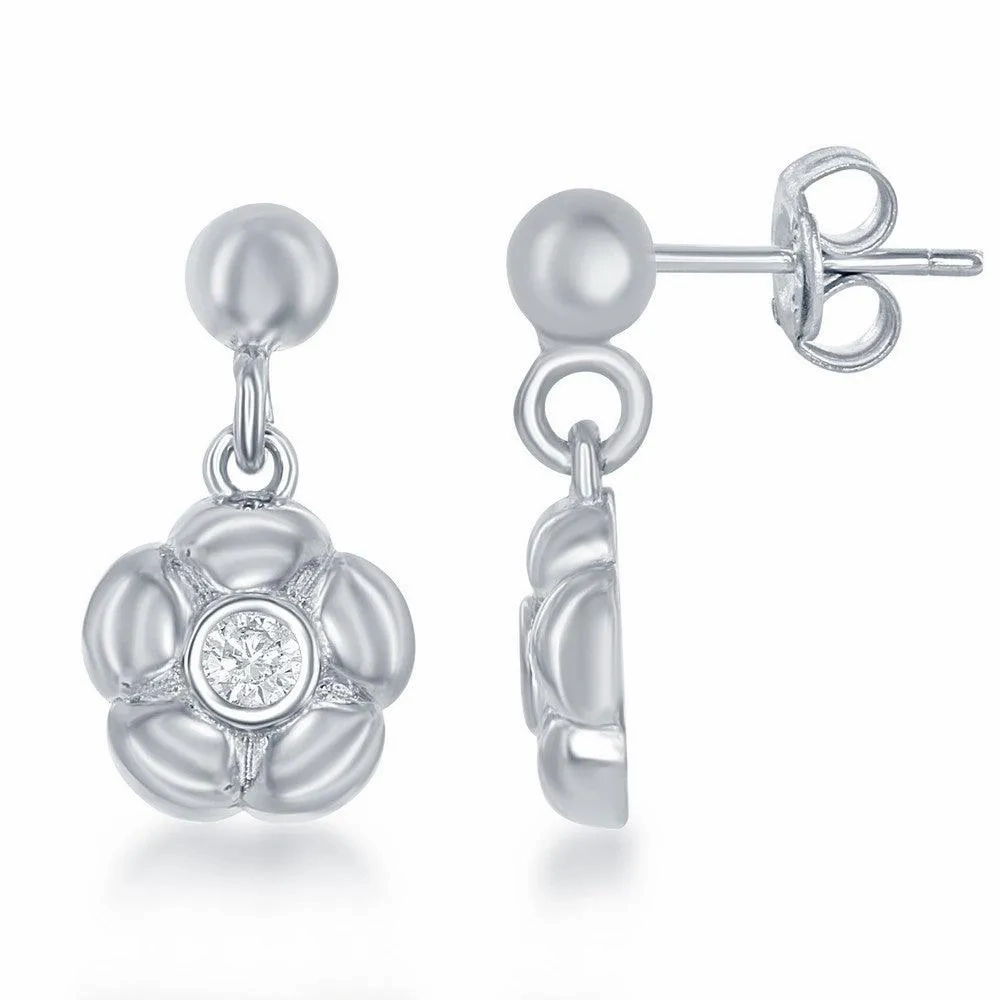 Sterling Silver Shiny &quot;L&quot; Necklace and Earrings Set