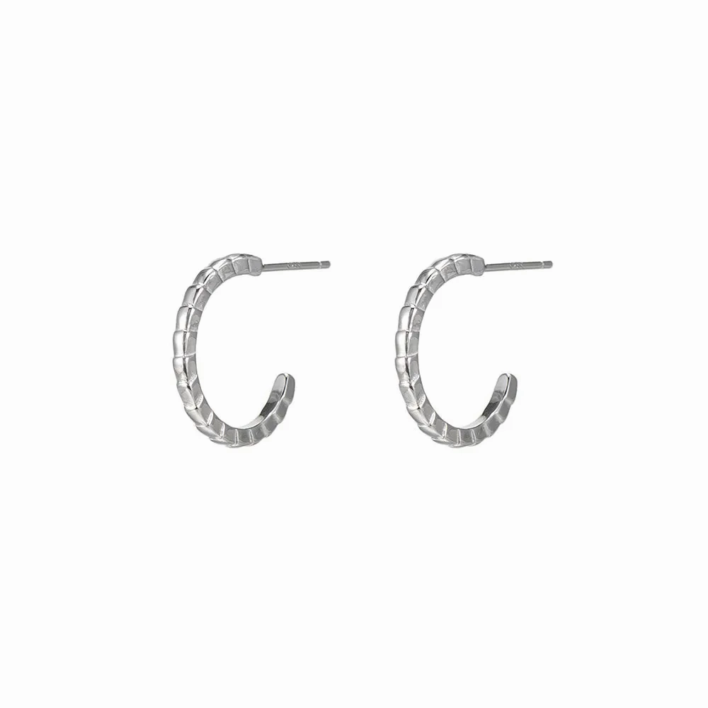Sterling Silver Snakeskin Hoop Earrings