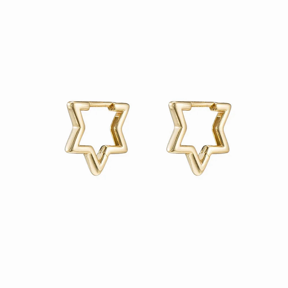 Sterling Silver Star Huggie Hoop Earrings