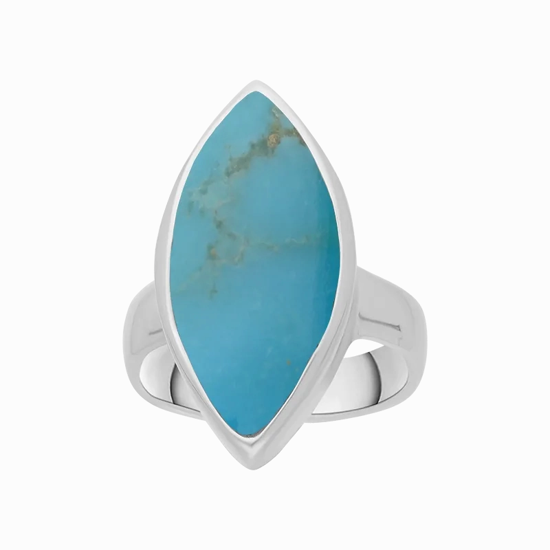 Sterling Silver Turquoise Chunky Marquise Ring D