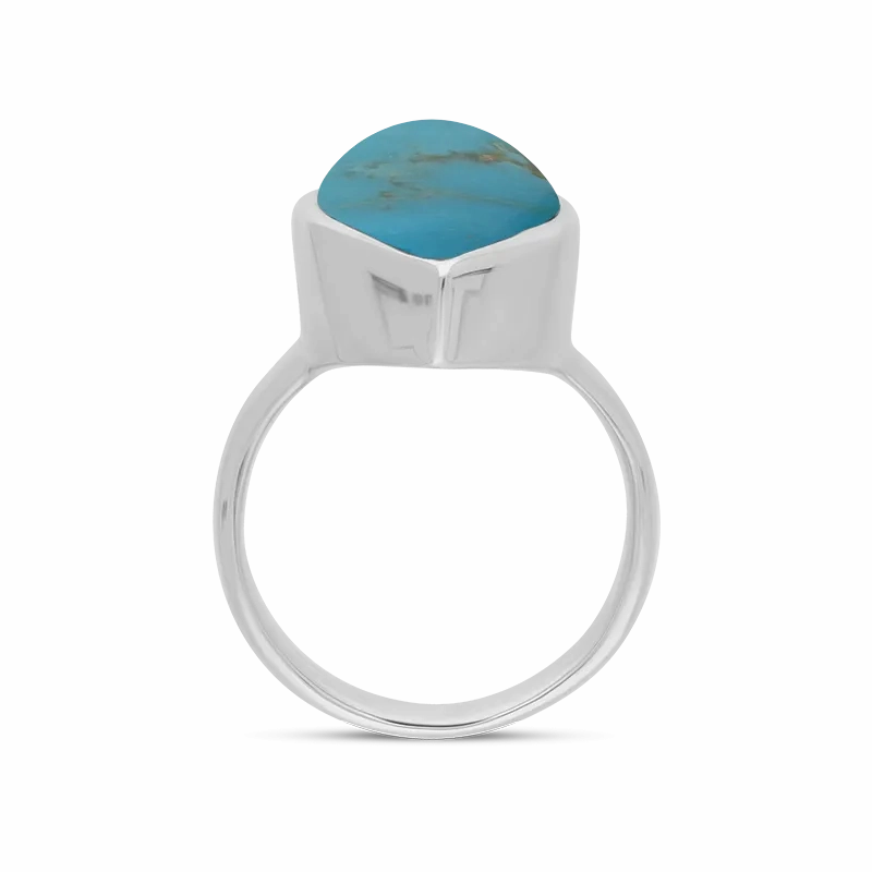 Sterling Silver Turquoise Chunky Marquise Ring D