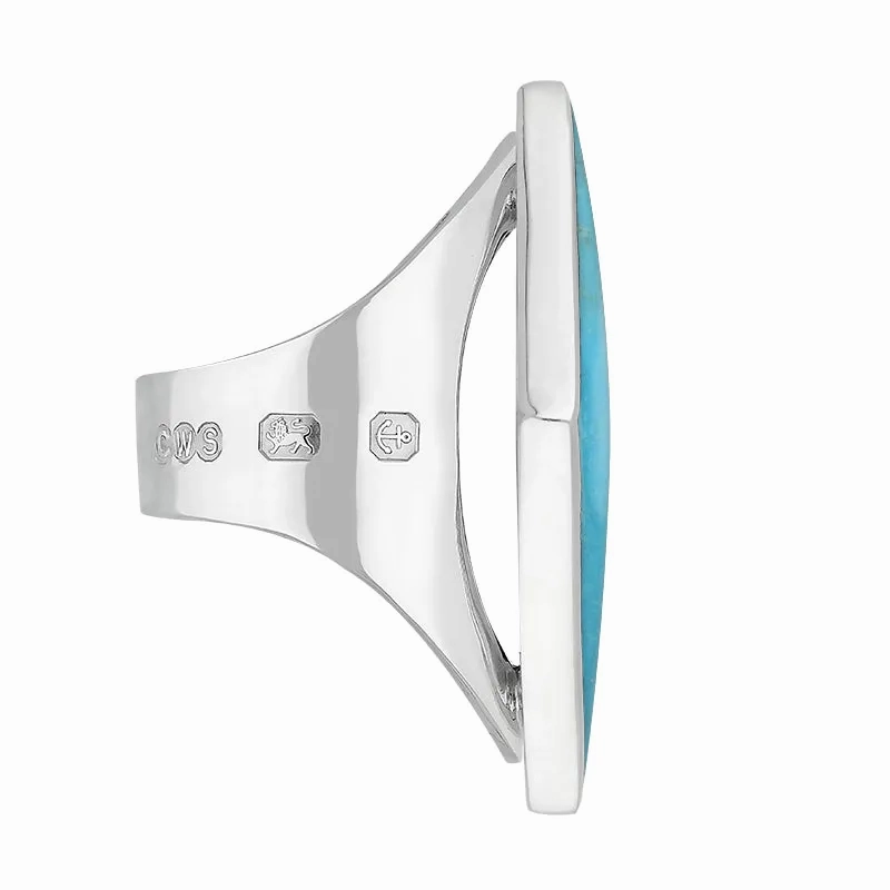 Sterling Silver Turquoise Hallmark Large Rhombus Ring