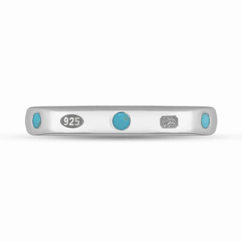 Sterling Silver Turquoise Queen's Jubilee Hallmark 6mm Ring D
