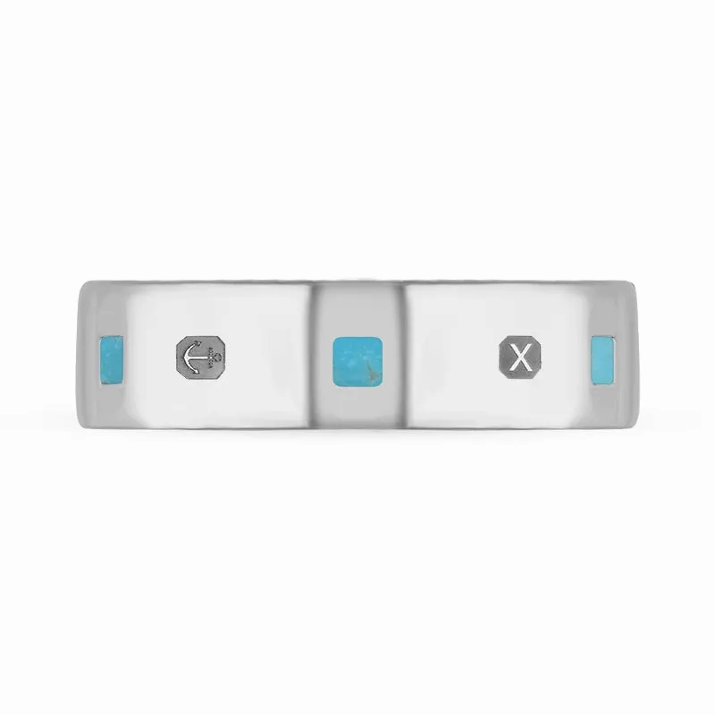 Sterling Silver Turquoise Queen's Jubilee Hallmark Princess Cut 6mm Ring D