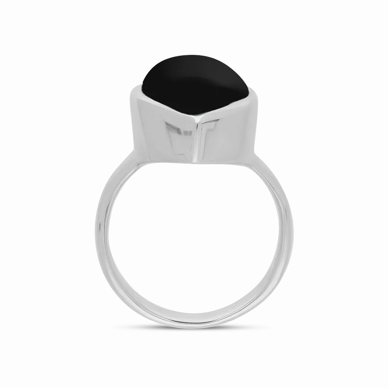 Sterling Silver Whitby Jet Chunky Marquise Ring
