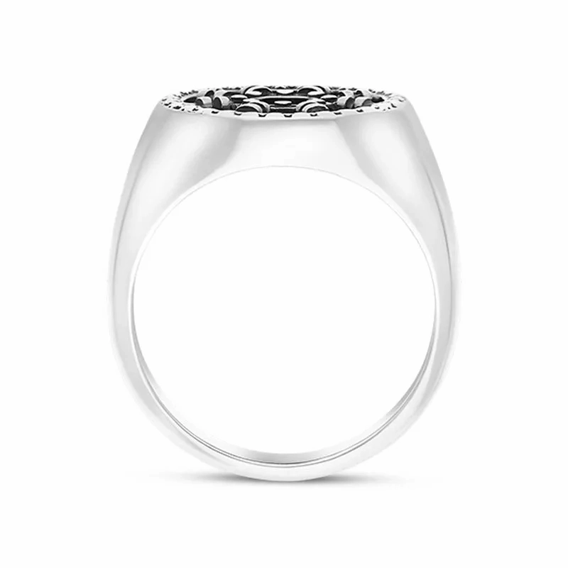 Sterling Silver Whitby Jet Portoro Ring