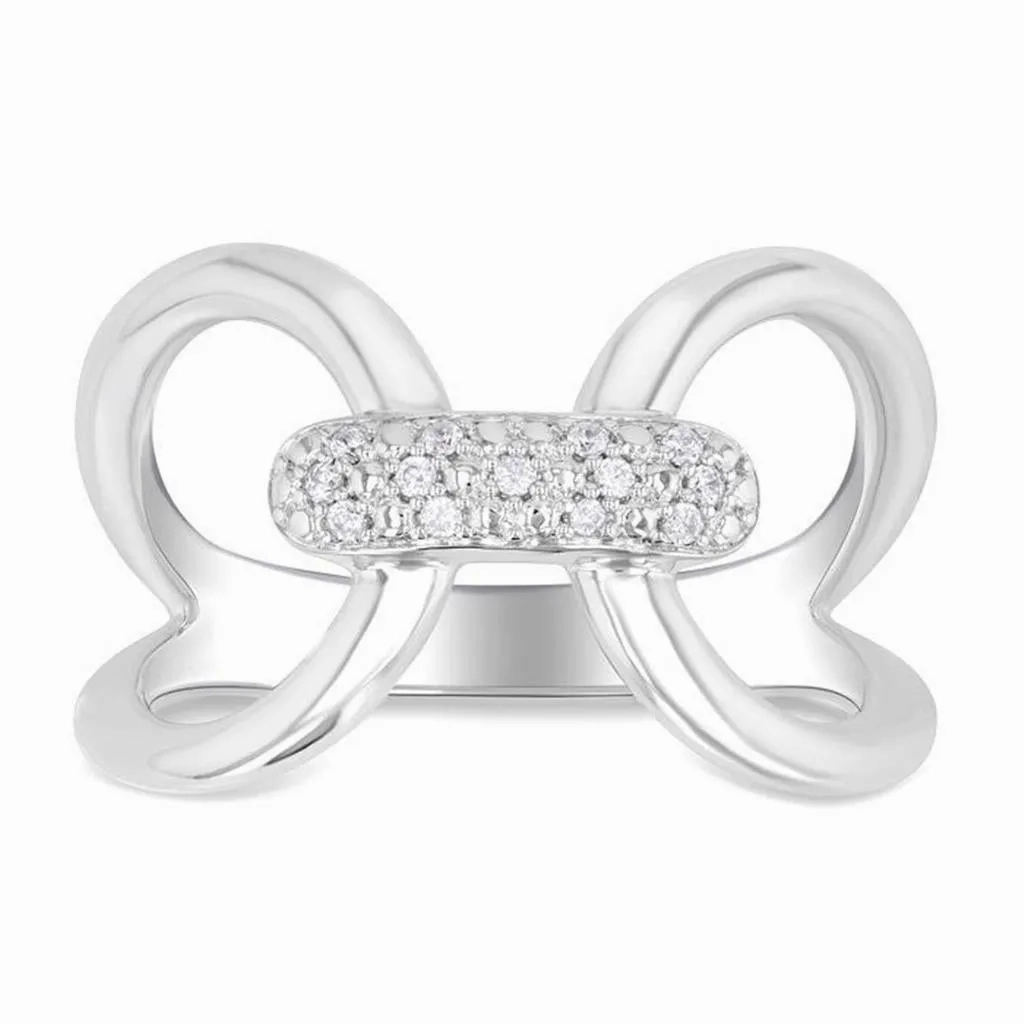 Sterling Silver Wide Band Natural Diamonds Ring