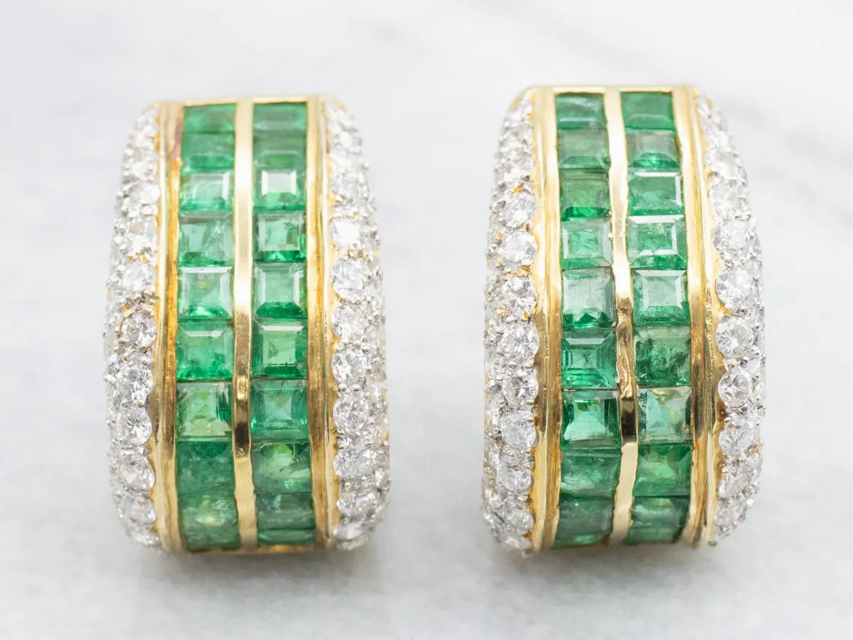 Stunning Emerald and Diamond Encrusted Statement Earrings