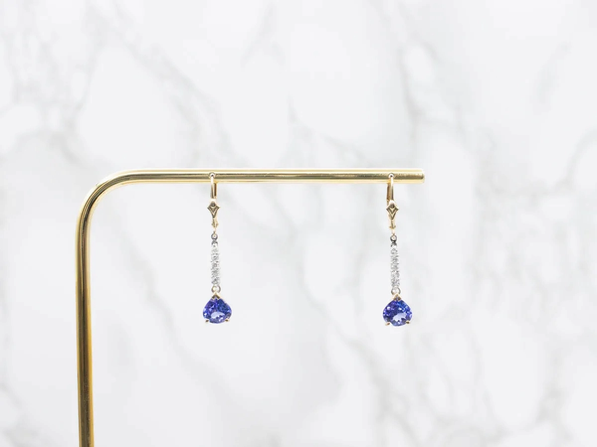 Stunning Tanzanite and Diamond Drop Earrings