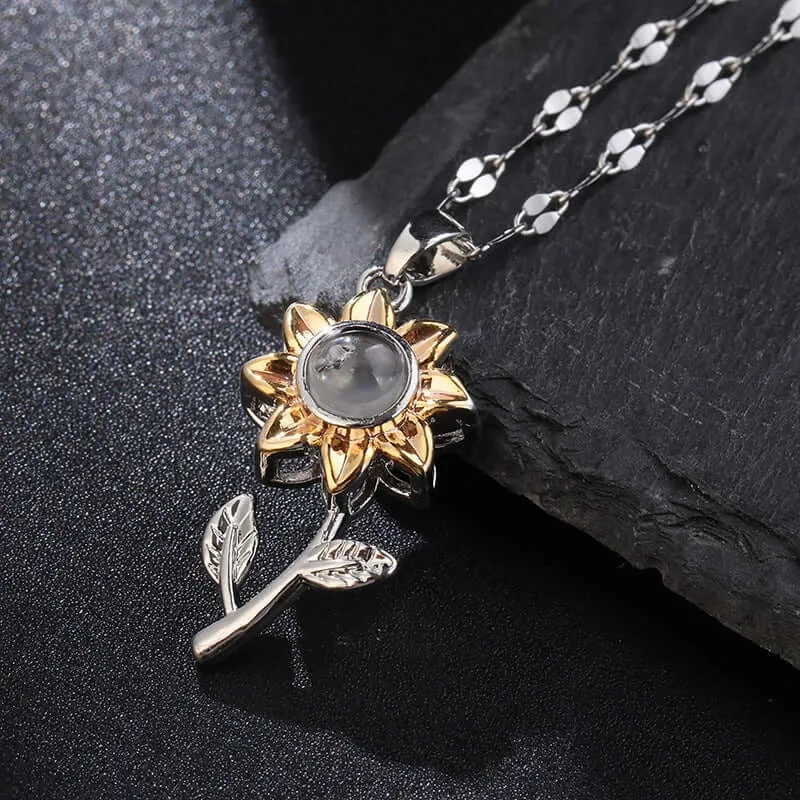 Sunflower Necklace for Women Necklace with Picture Inside