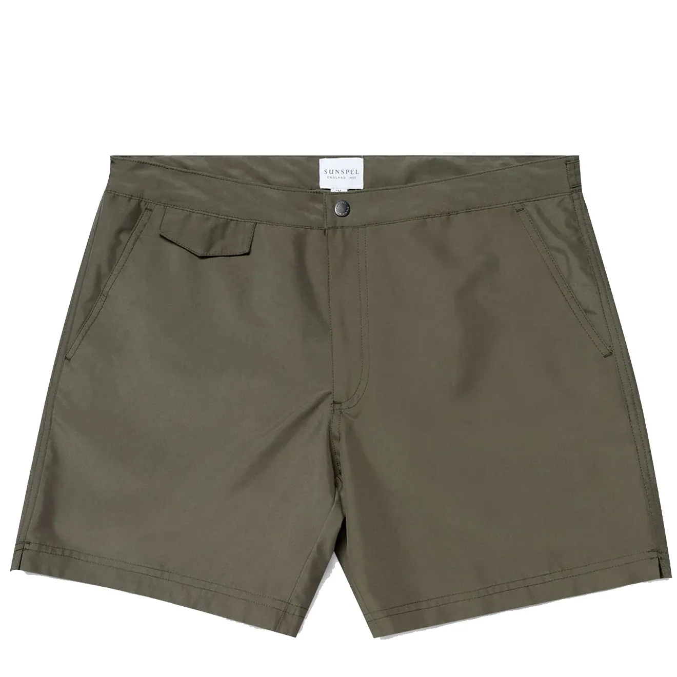 Sunspel Maßgeschneiderte Badeshorts Jägergrün