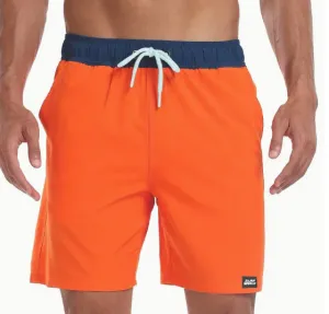 Surf World Elastische Feste Schwimm-/Surfshorts - Orange Navy