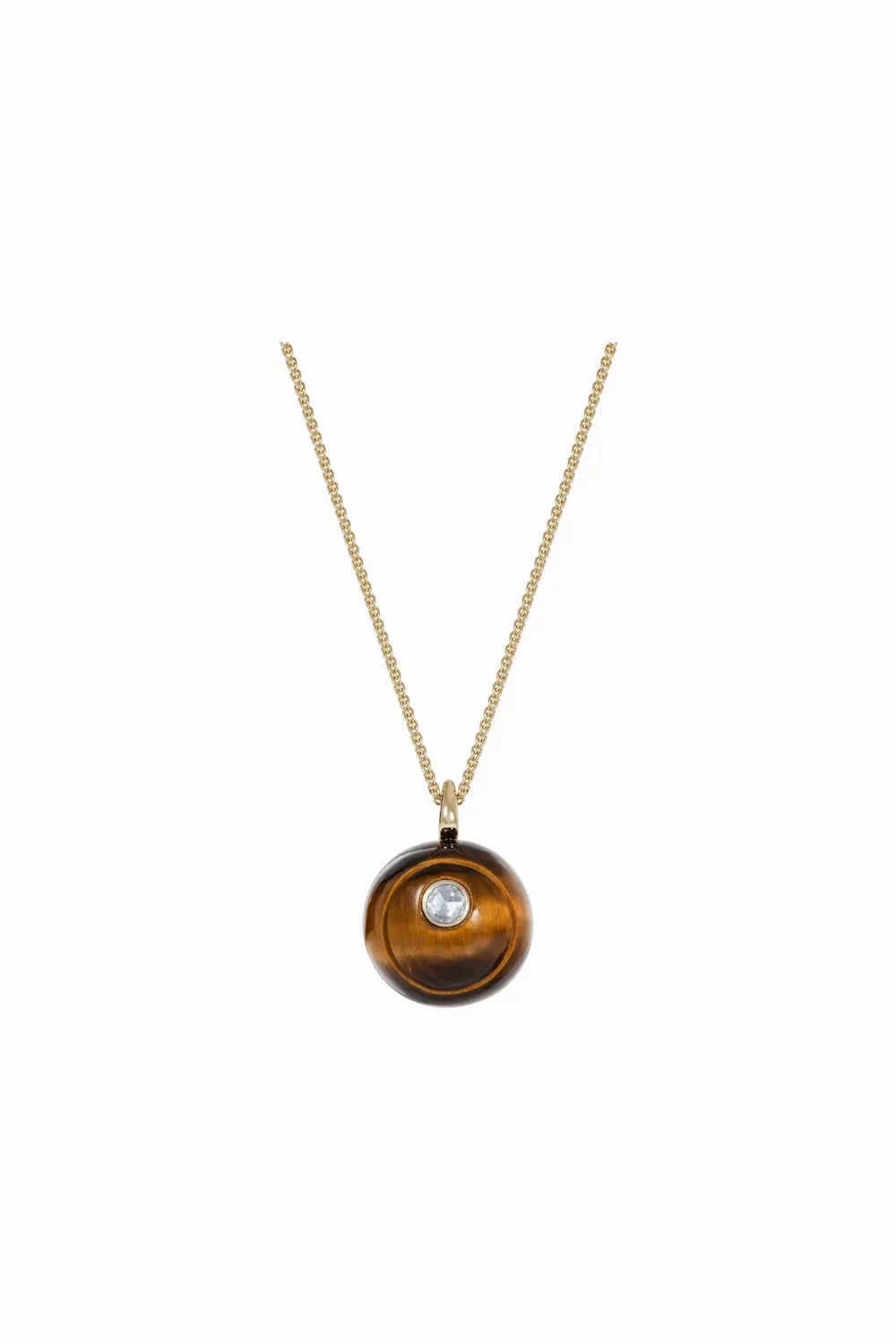 Svadhi 14K Gold Necklace w. Tiger's Eye, Quartz &amp; Diamond