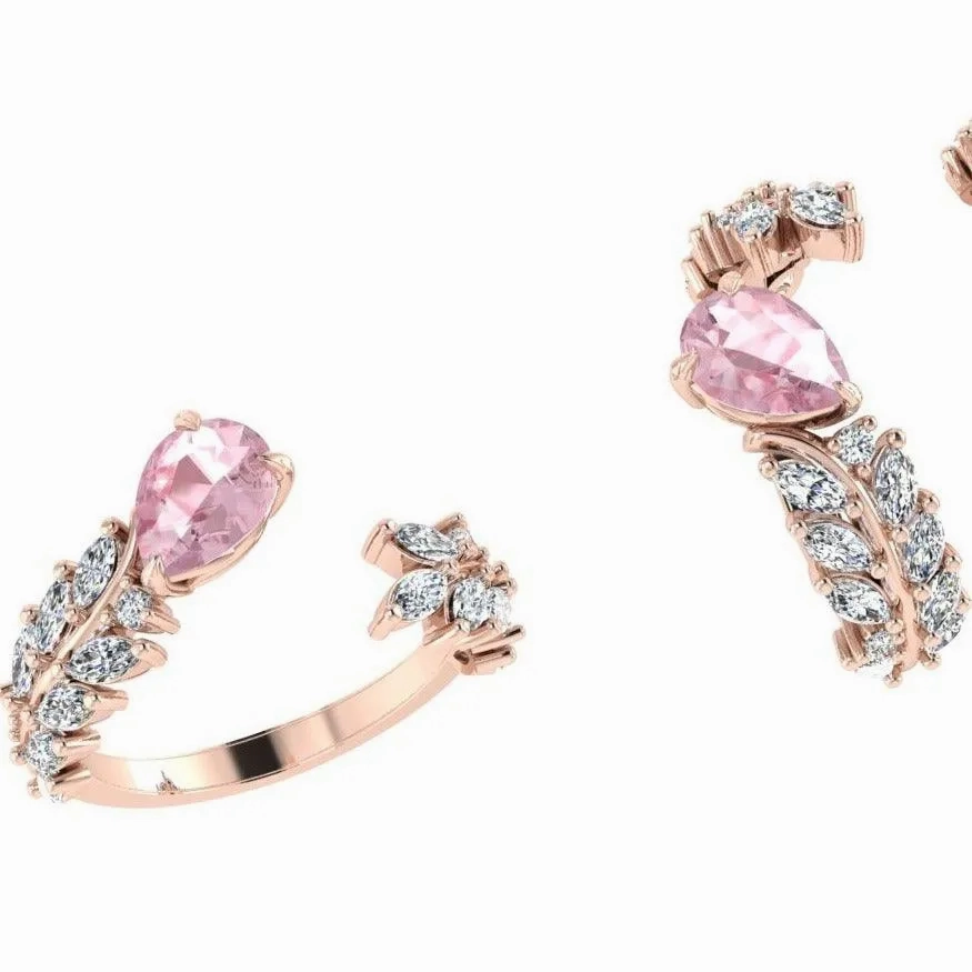 Sweeping Ivy Diamond Ring with Morganite