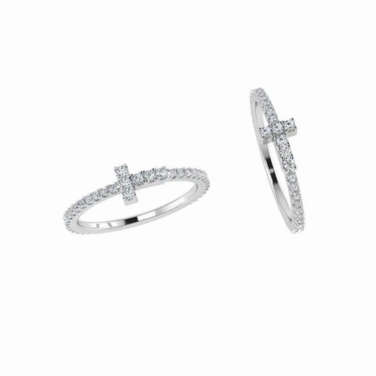 T Diamond Wire Band Ring