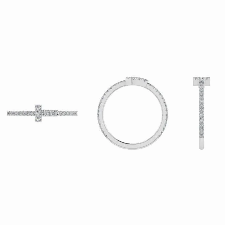 T Diamond Wire Band Ring