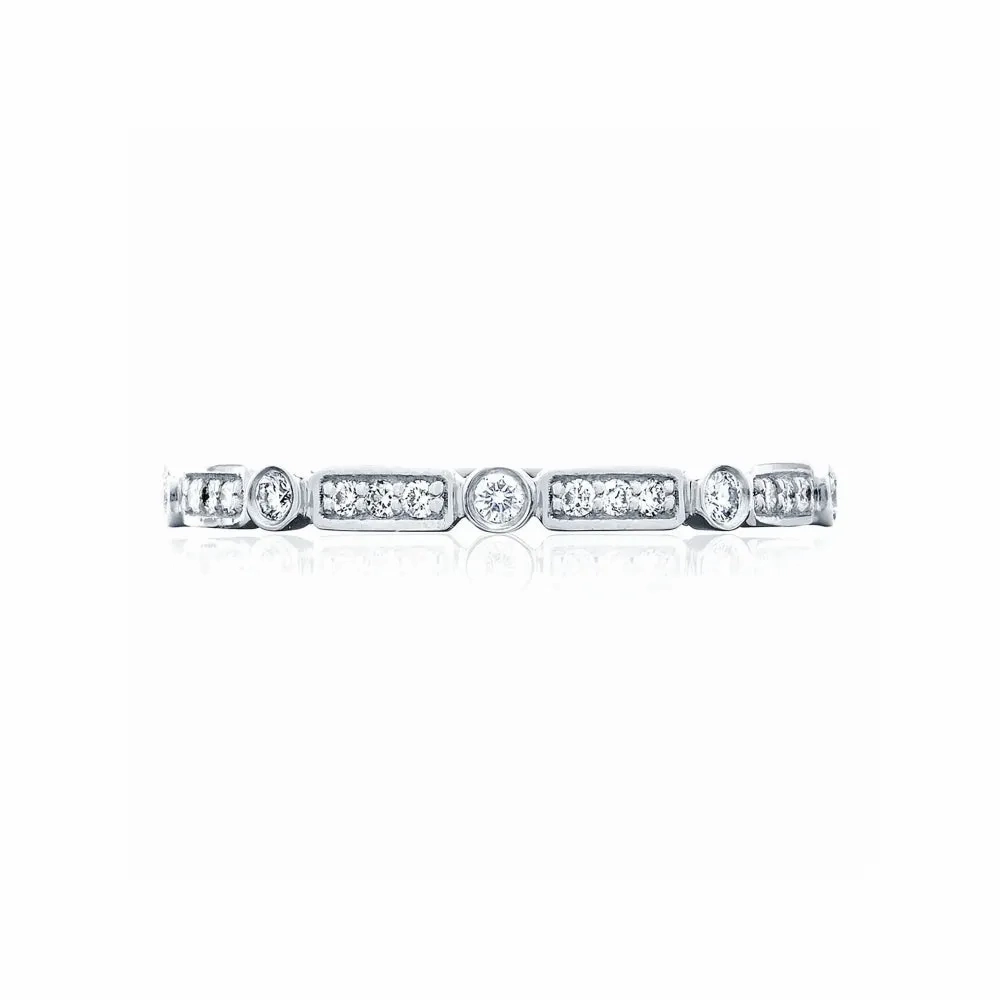 Tacori Sculpted Crescent 18k Bezel Droplet and Basket Alternating Wedding Band