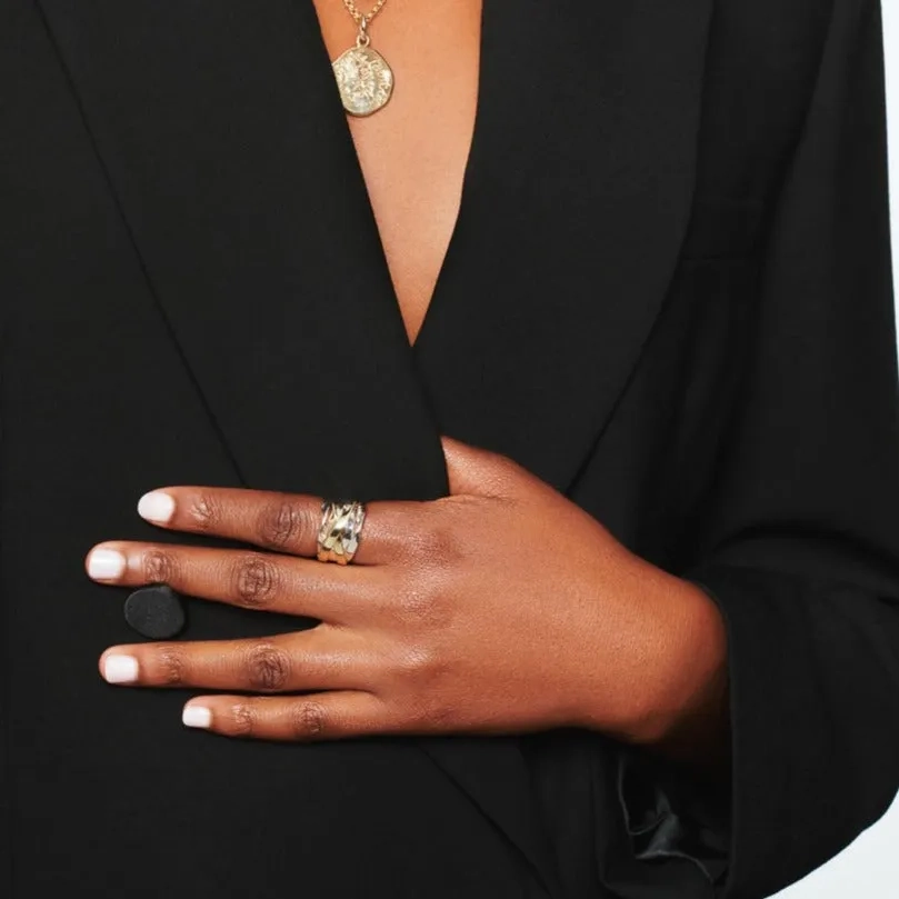 Tagliatelle Ring Silver &amp; Yellow Gold