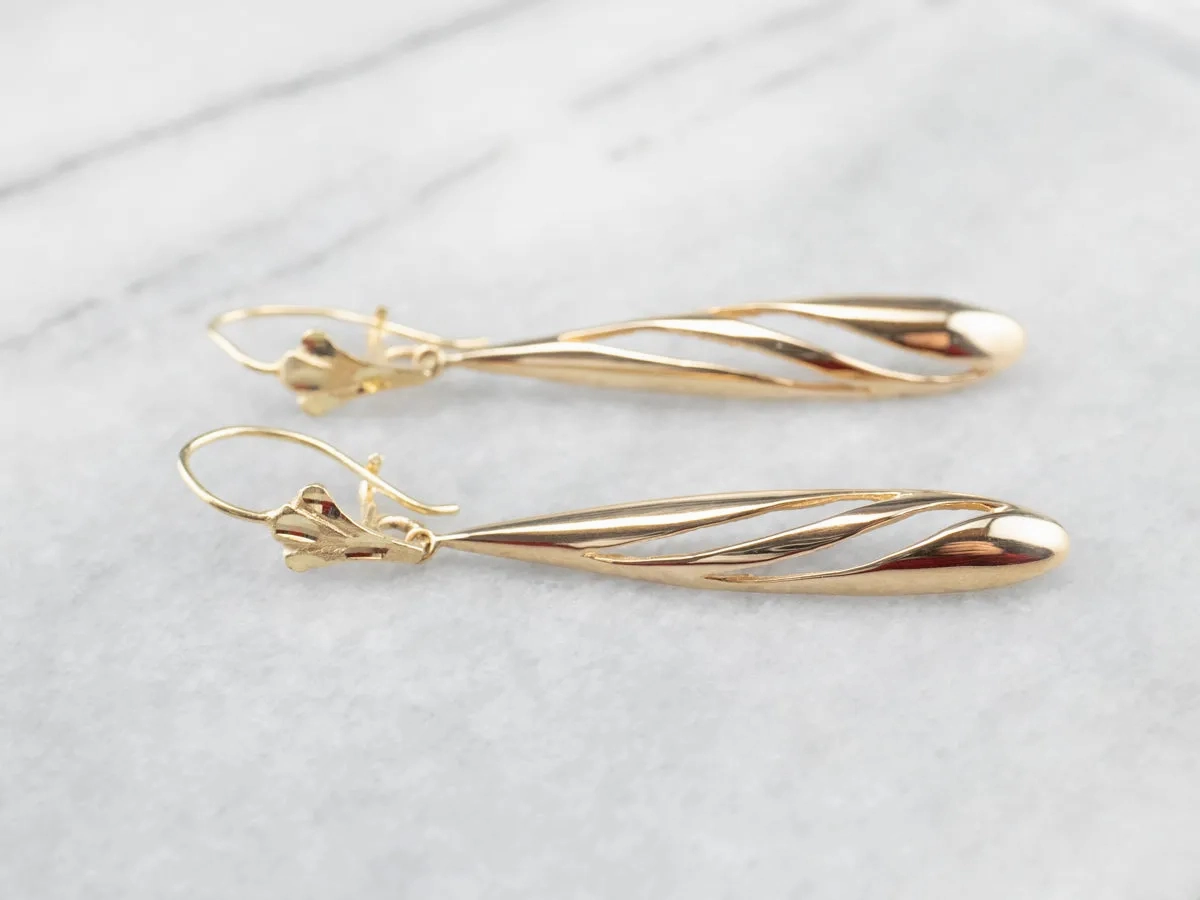 Teardrop Gold Drop Earrings