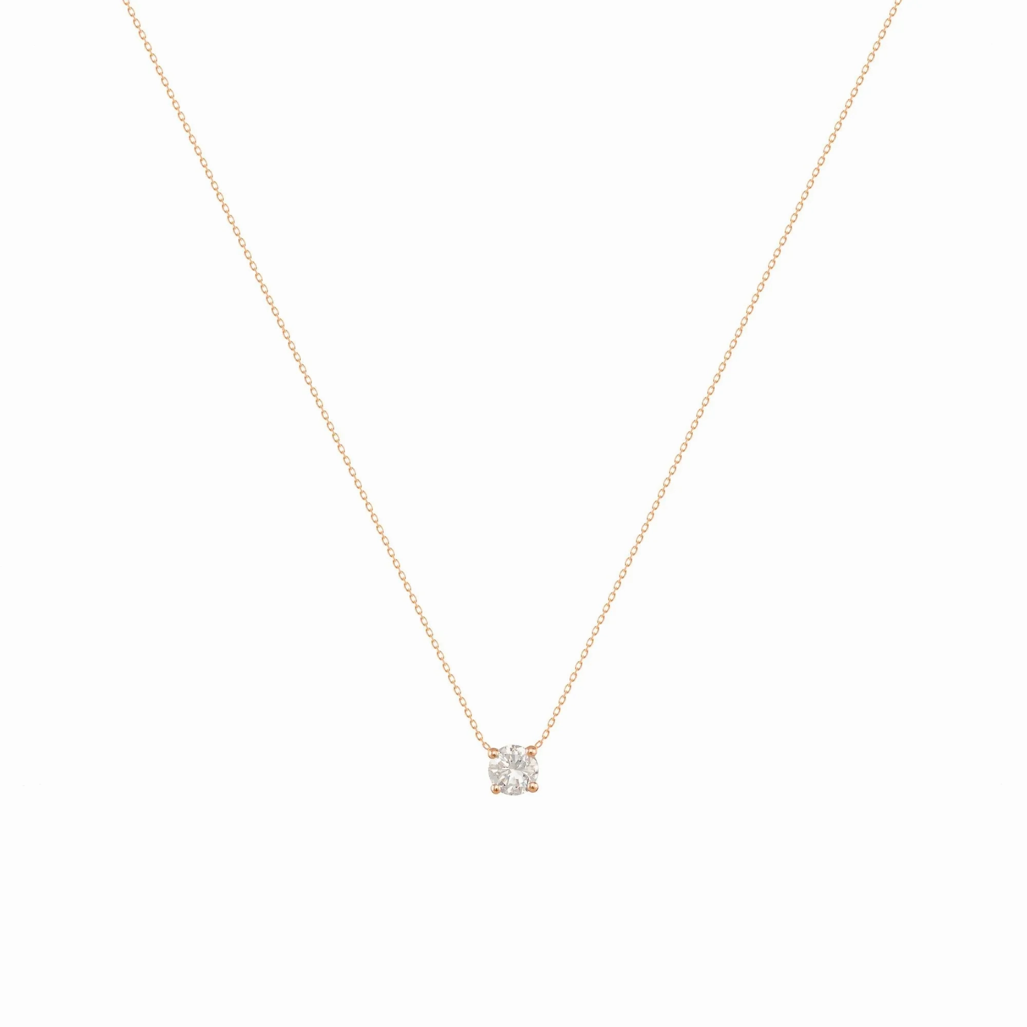 Teeny Twinkle 18K Rose Gold Necklace w. Diamond