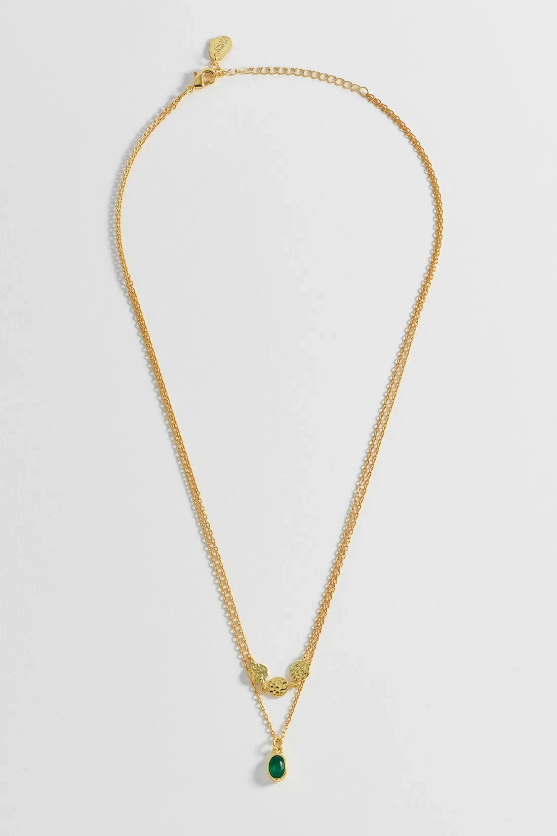 Textured Disc Gemstone Duo Necklace