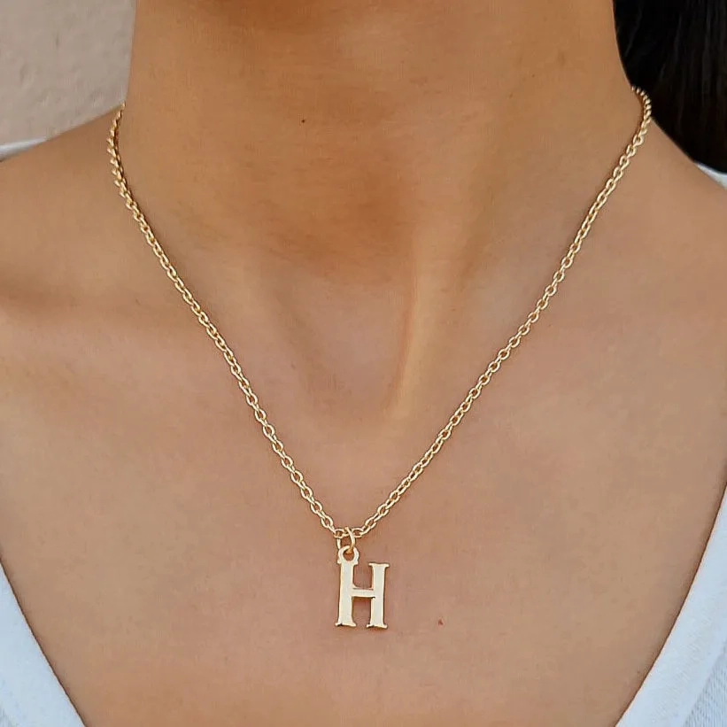 TFC Small Letter H - Gold Plated Pendant Necklace