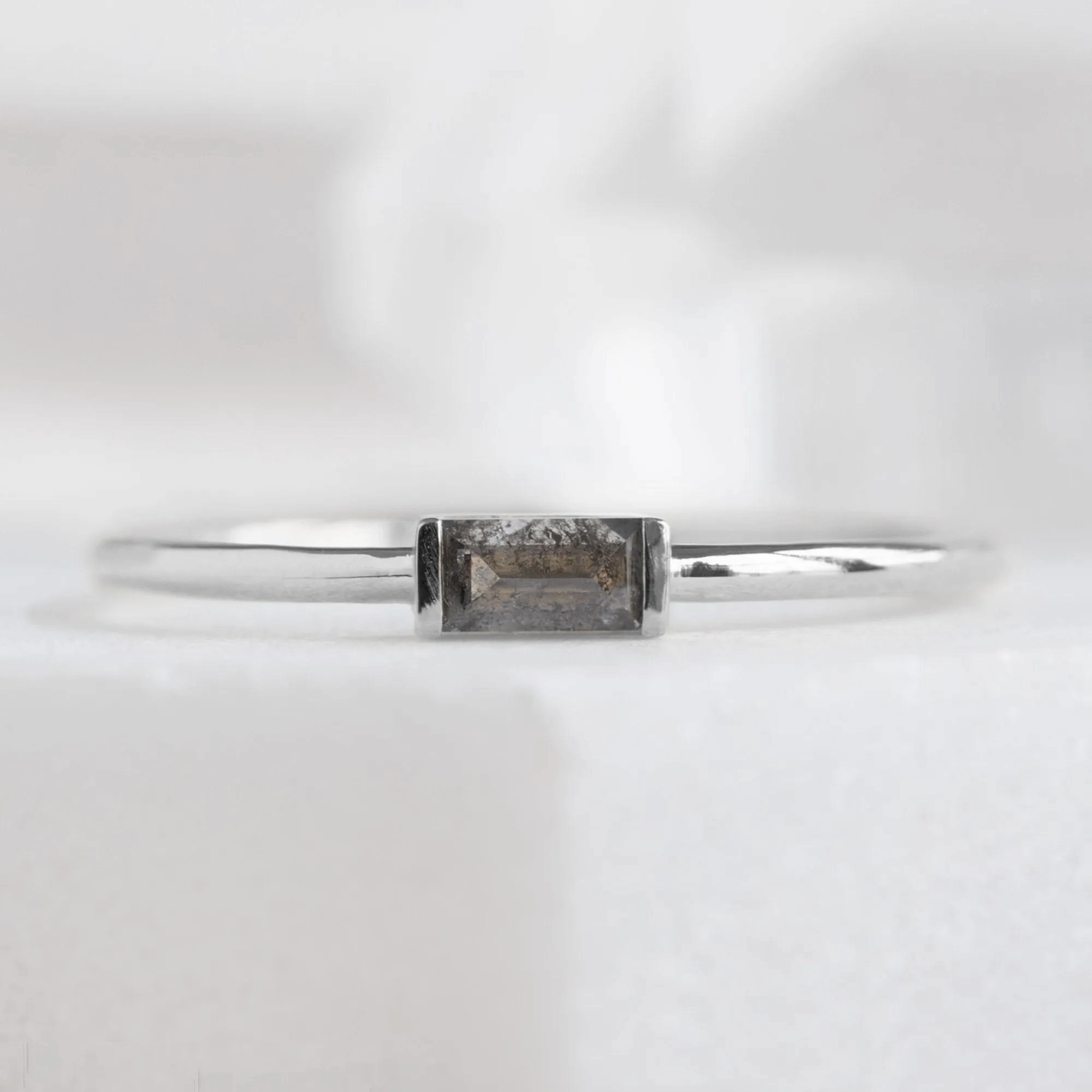 The Baguette Salt and Pepper Diamond Line Ring | Yellow, Rose or White Gold