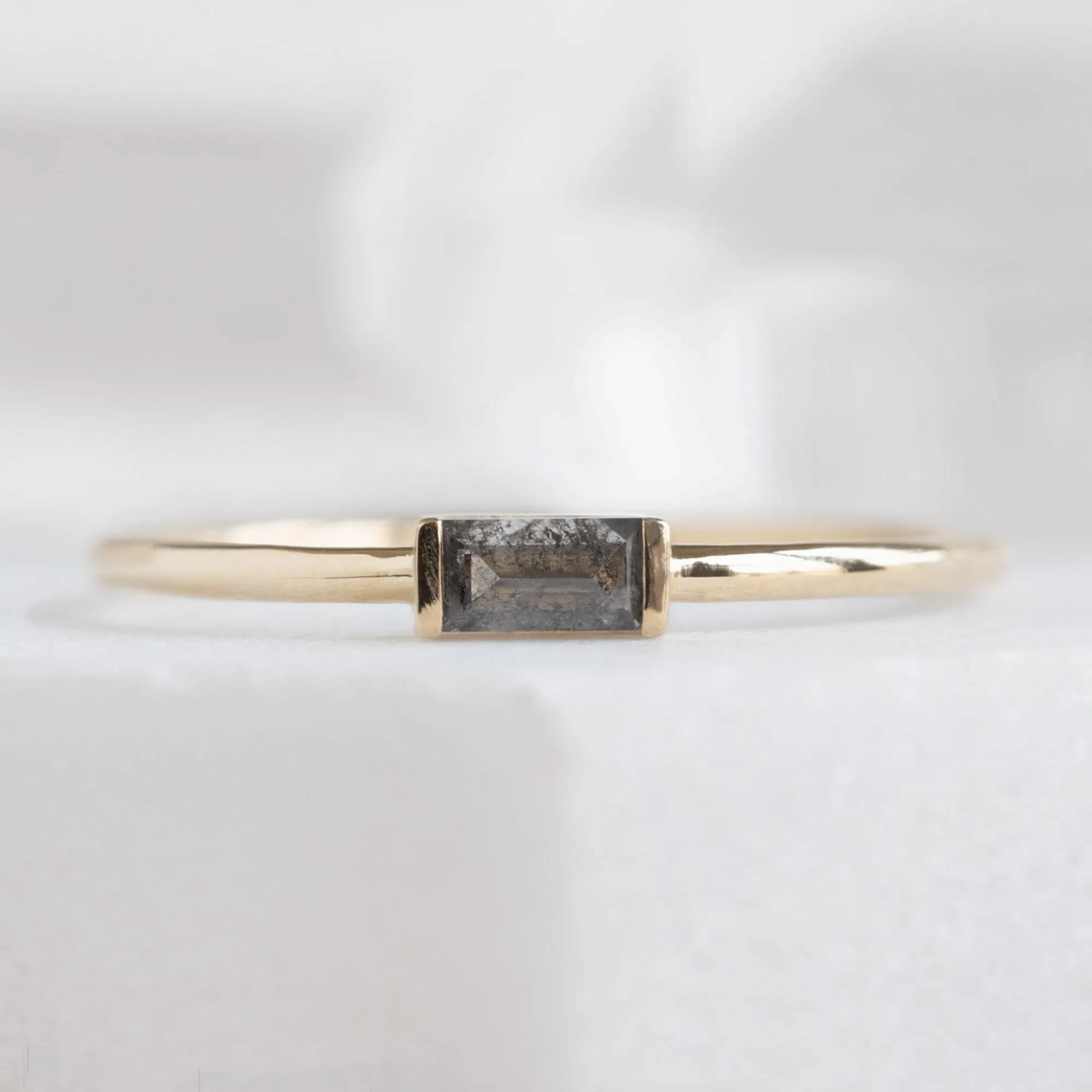 The Baguette Salt and Pepper Diamond Line Ring | Yellow, Rose or White Gold
