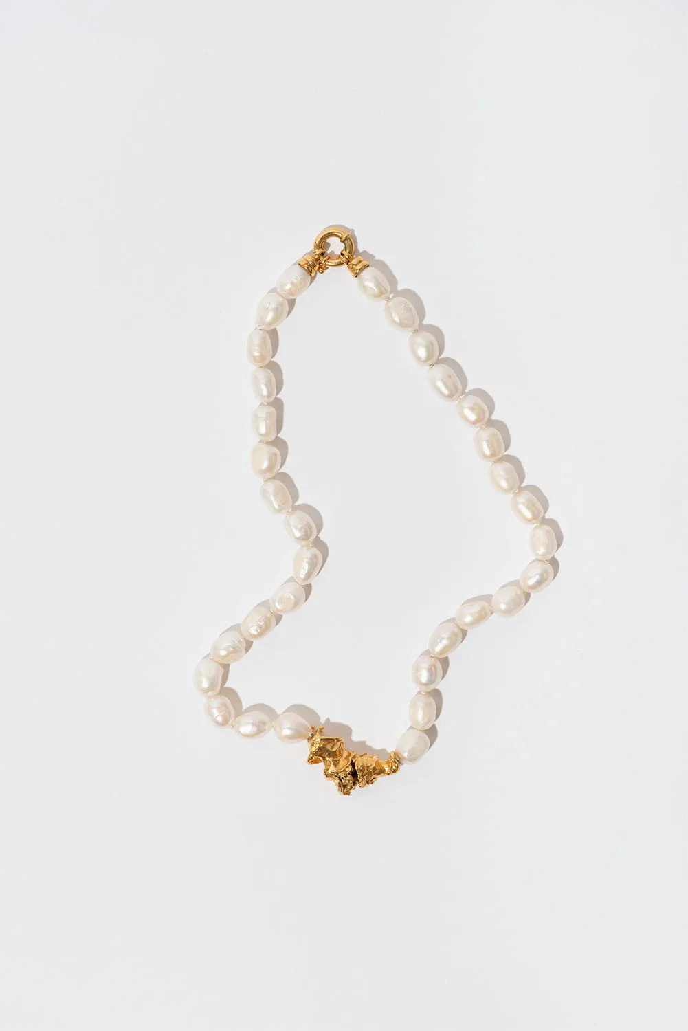 The Classic Big Gold Plated Necklace w. Pearls