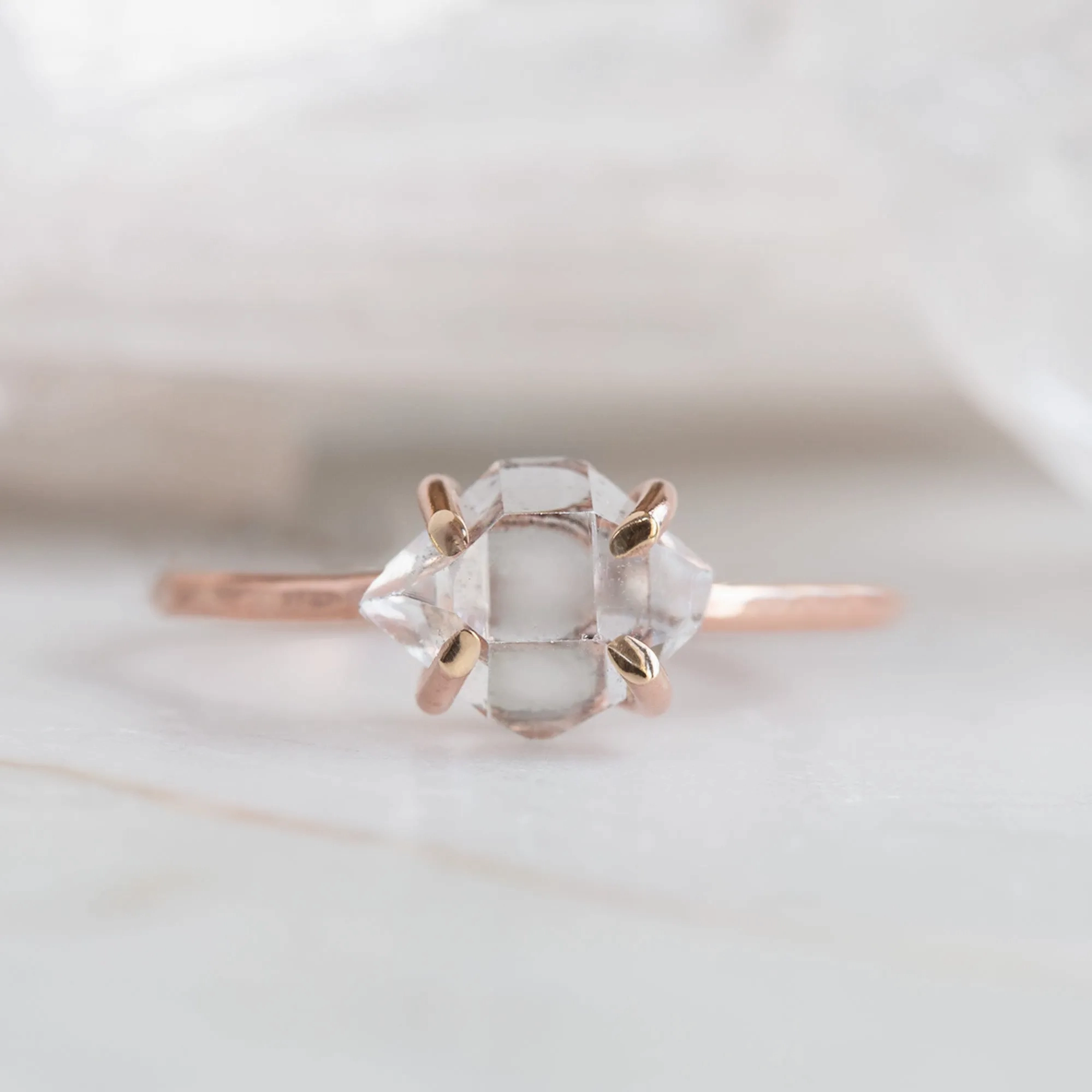 The Herkimer Diamond Ring | Yellow, Rose or Sterling Silver