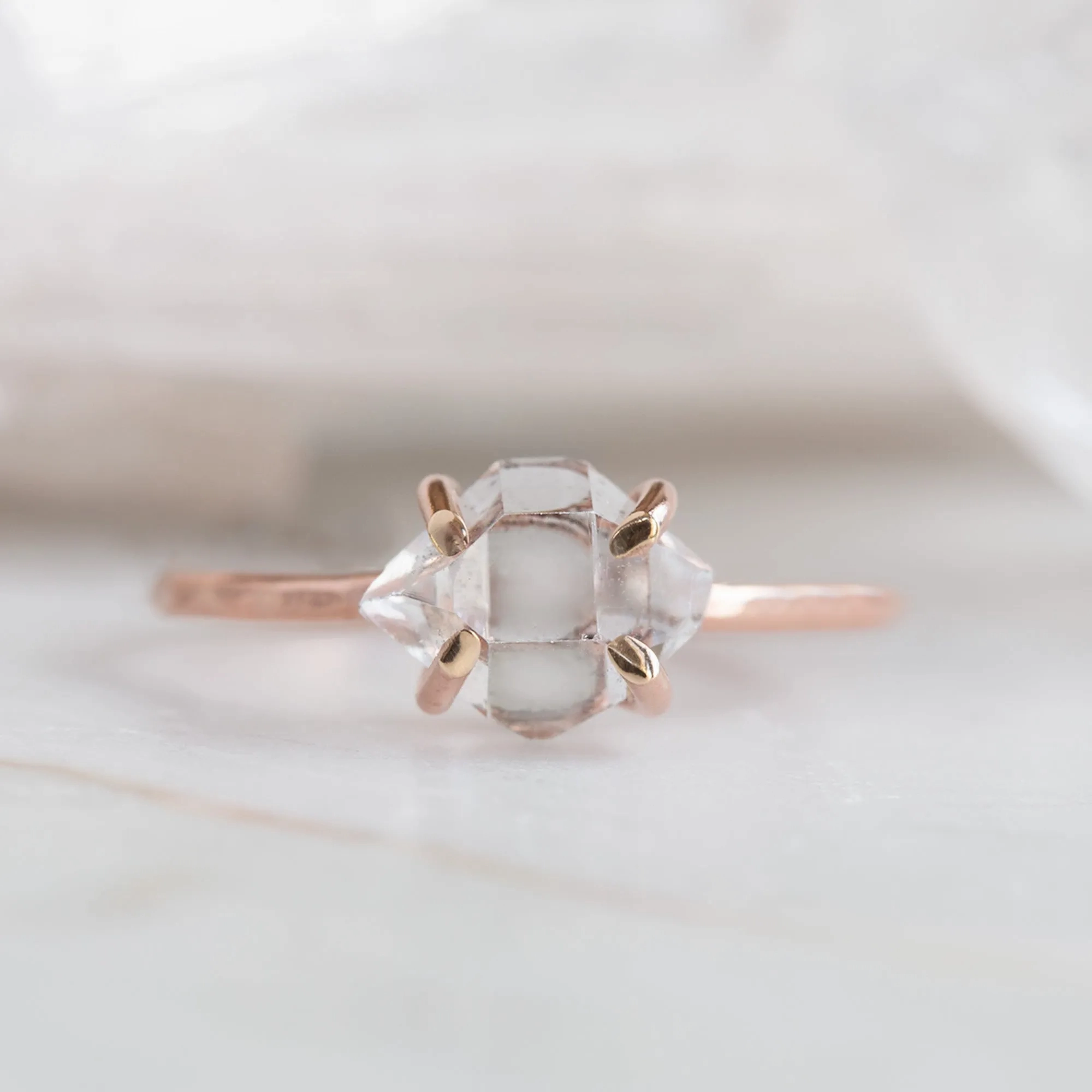 The Herkimer Diamond Ring | Yellow, Rose or Sterling Silver
