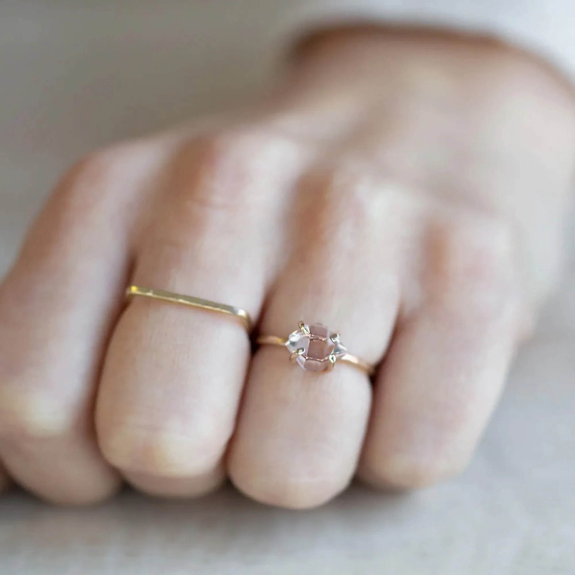 The Herkimer Diamond Ring | Yellow, Rose or Sterling Silver