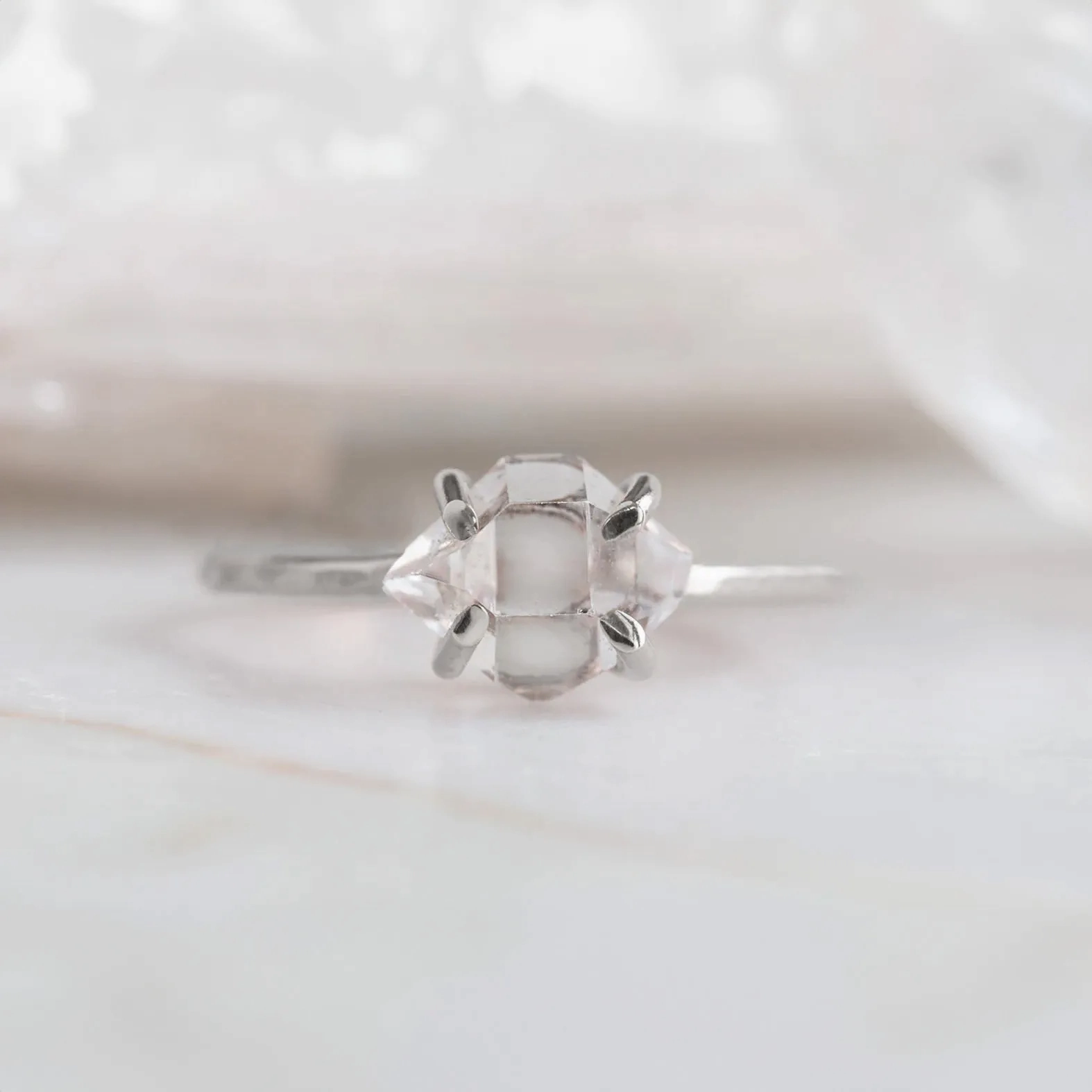 The Herkimer Diamond Ring | Yellow, Rose or Sterling Silver