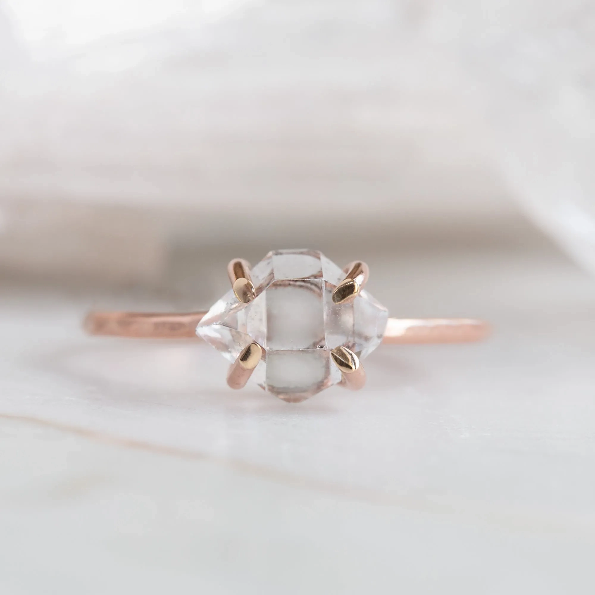 The Herkimer Diamond Ring | Yellow, Rose or Sterling Silver